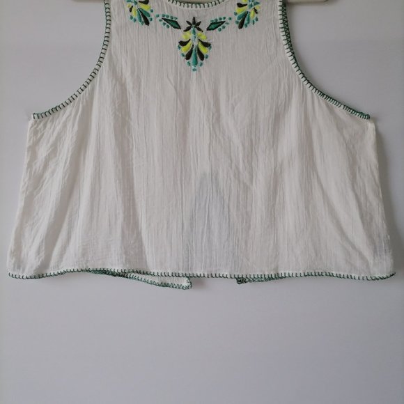 Aerie Womes White Sleeve Less Round Neck Wide Strap Crop Blouse Top Size XL - Picture 3 of 6